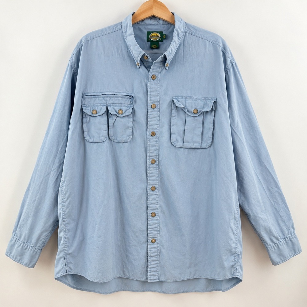 Cabelas Gorpcore Utility Fishing Shirt Mens 3XL Tall Blue Hiking Techwear
